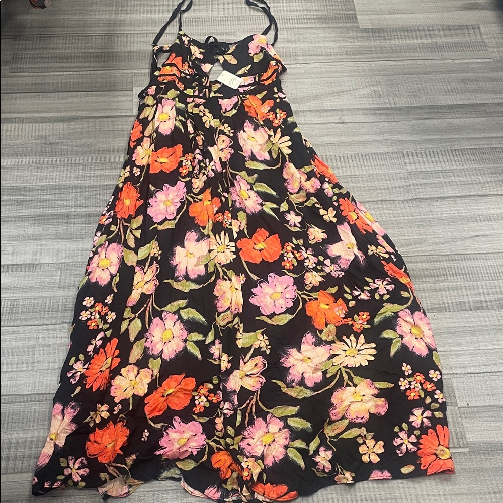 Free People Floral Maxi Dress - Black, Pink, Orange - Picture 3 of 10